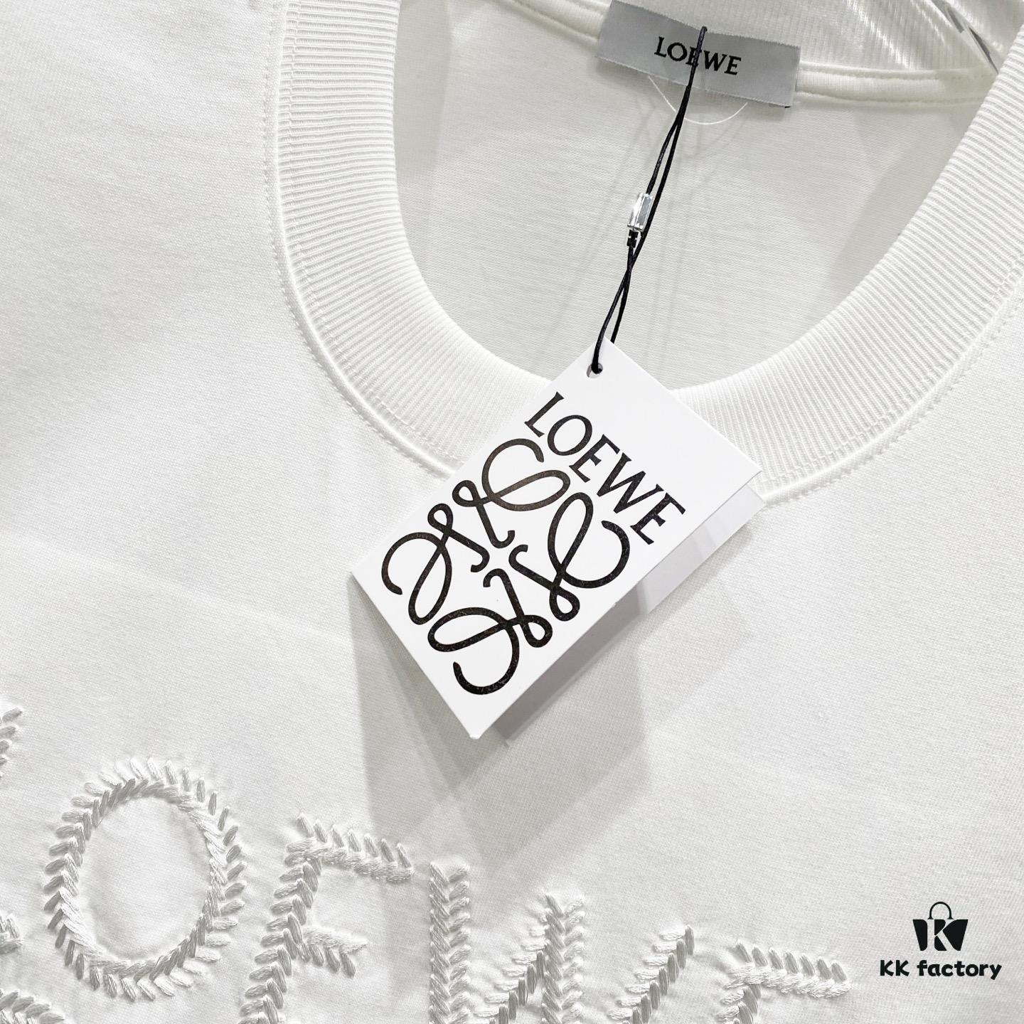 6931a0d3ccd8ab3d7af94b75 LOEWE 320g Crew Neck Short Sleeve T-Shirt with Embroidered Logo