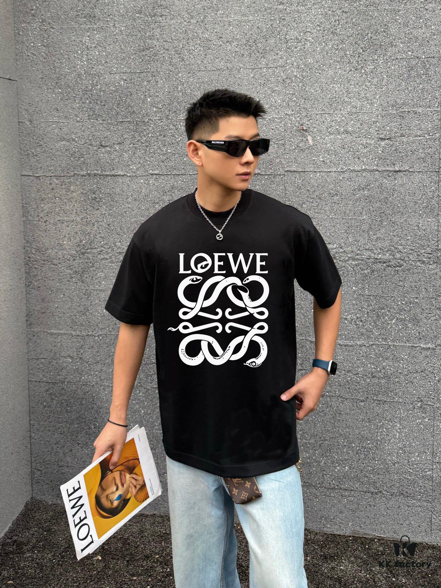 6931a0d5ccd8ab3d7af94b8f LOEWE* Loewe * Relaxed Fit Printed Logo Fashion Round Neck Short Sleeve T-Shirt for Spring and Summer, Unisex Comfortable Cotton Top