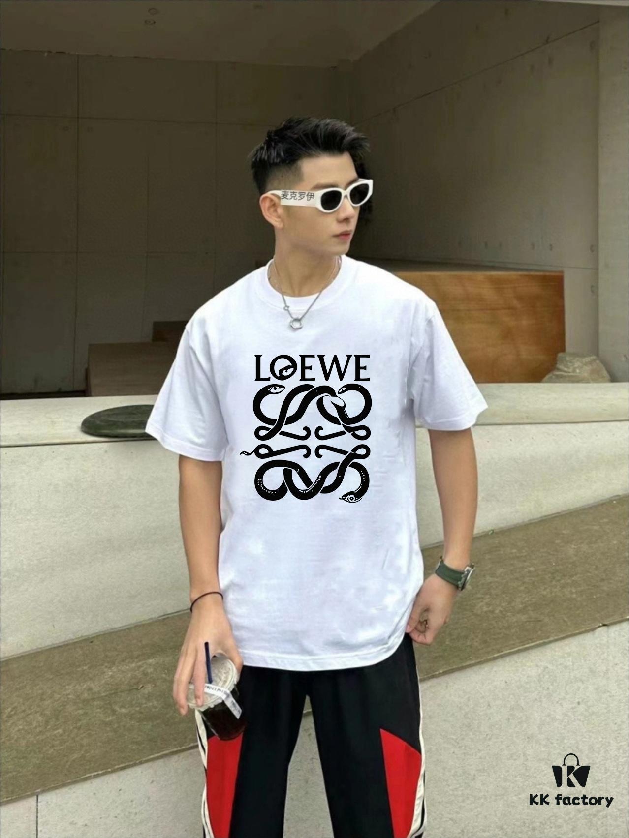 6931a0d5ccd8ab3d7af94b99 LOEWE* Loewe * Loose Fit Printed Logo Design Spring-Summer New Round Neck Fashion Short Sleeve T-Shirt, Comfortable and Stylish Unisex Wear