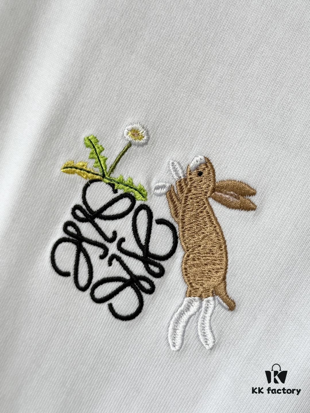 6931a0d6ccd8ab3d7af94bb7 LOEWE X Suna Fujita 25SS Rabbit Embroidered Heavyweight 300g Short Sleeve T-Shirt (Top Version, Distinguished from Standard Stock)