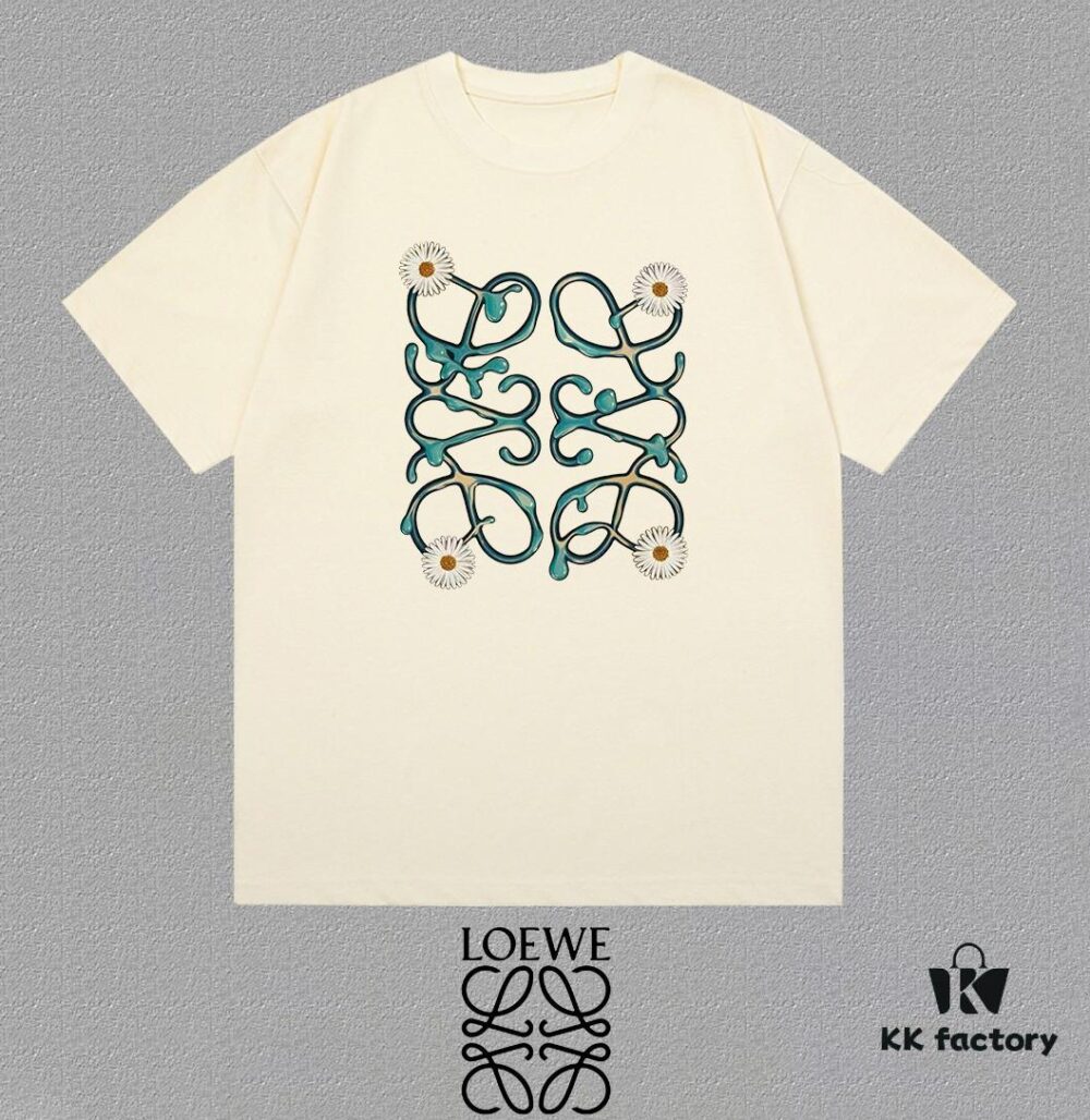 LOE Loewe 25SS Master-Designed Brand New Printed Round-Neck Short-Sleeve T-Shirt, Spring and Summer Latest Collection, OS Drop-Shoulder Fit, 300g Full Cotton, Stylish and Unique, Extremely Versatile and Attractive, Perfect Unisex Essential