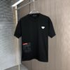 6931a0e9ccd8ab3d7af94c6e PRADA 2025 Spring/Summer New Arrival Round Neck Short Sleeve T-Shirt with Triangular Logo Patch on Chest and Side Seam Pocket, Made of 320g Double-Yarn Combed Cotton Fabric, Slightly Loose Fit, Soft and Substantial Fabric Texture, Unisex Design