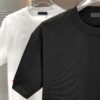 6931a0e9ccd8ab3d7af94c70 PRADA 2025 Spring/Summer New Arrival Round Neck Short Sleeve T-Shirt with Triangular Logo Patch on Chest and Side Seam Pocket, Made of 320g Double-Yarn Combed Cotton Fabric, Slightly Loose Fit, Soft and Substantial Fabric Texture, Unisex Design