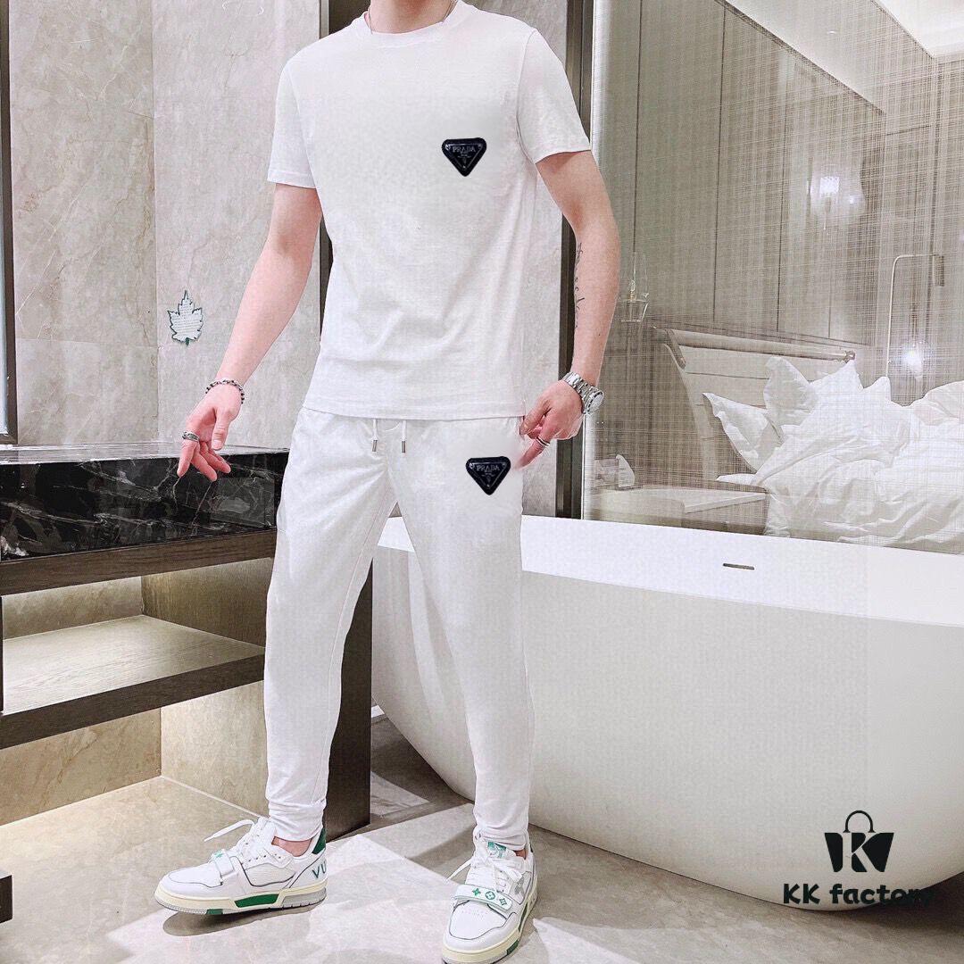 6931a0eaccd8ab3d7af94c89 PRADA Men's High-Quality Double-Mercerized Cotton Summer Suit Set, Imported Premium Fabric, Stylish and Versatile Design