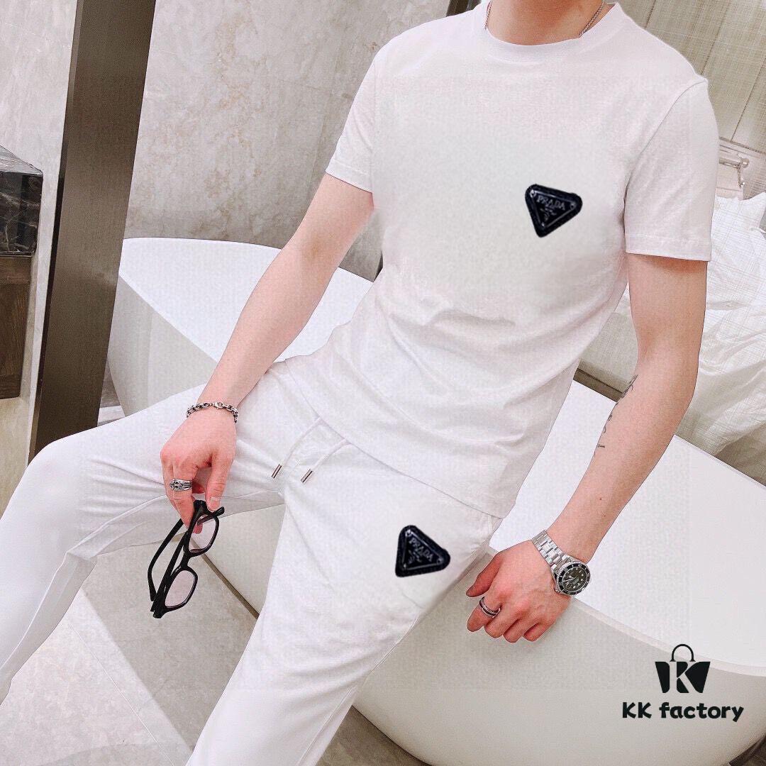 6931a0eaccd8ab3d7af94c8d PRADA Men's High-Quality Double-Mercerized Cotton Summer Suit Set, Imported Premium Fabric, Stylish and Versatile Design