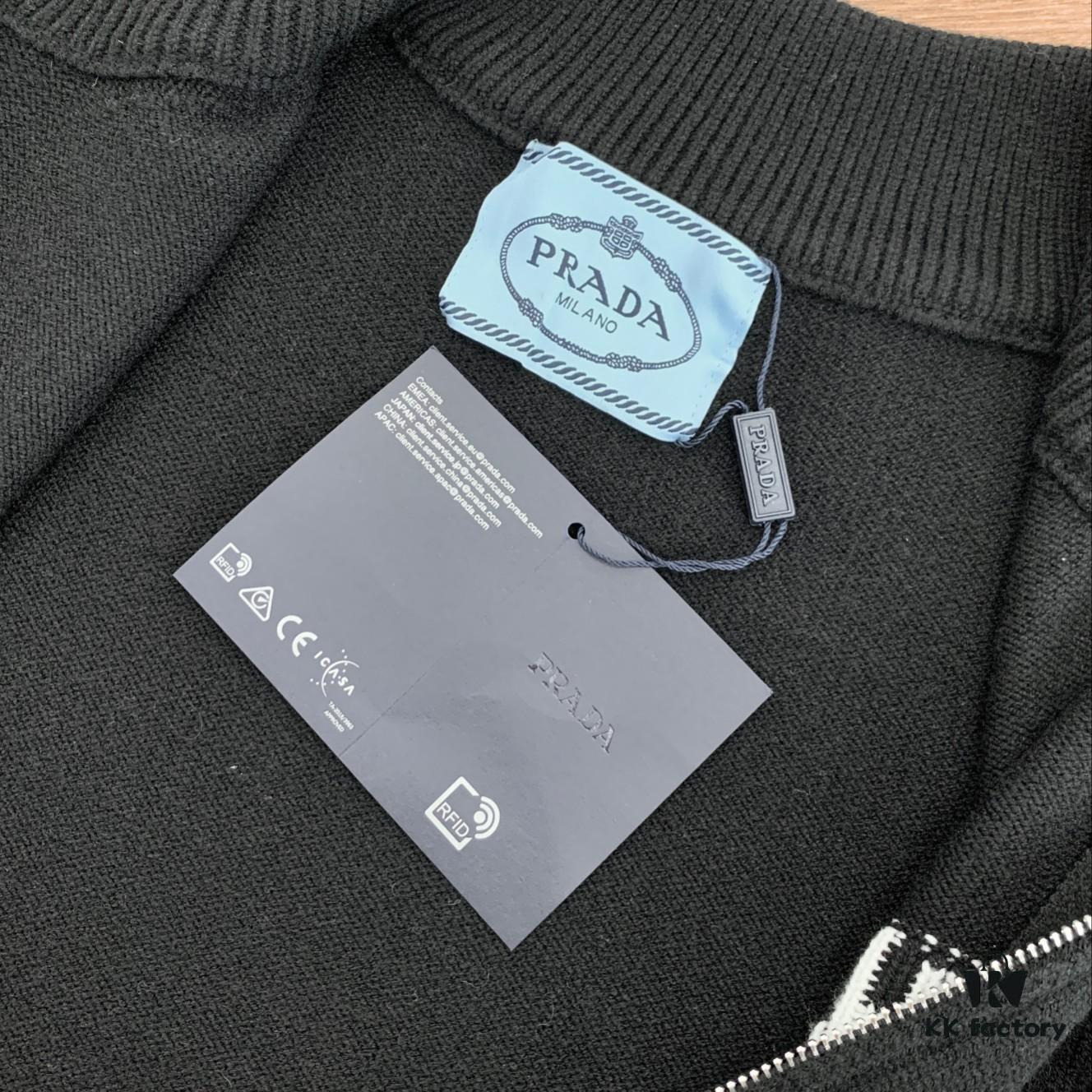 6931a0eeccd8ab3d7af94cdd New Prada 23FW Fall/Winter Fashion Show Stand Collar Zipper Knit Cardigan Sweater