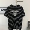 6931a0efccd8ab3d7af94ce5 New Prada Striped Classic Logo Short Sleeve T-Shirt