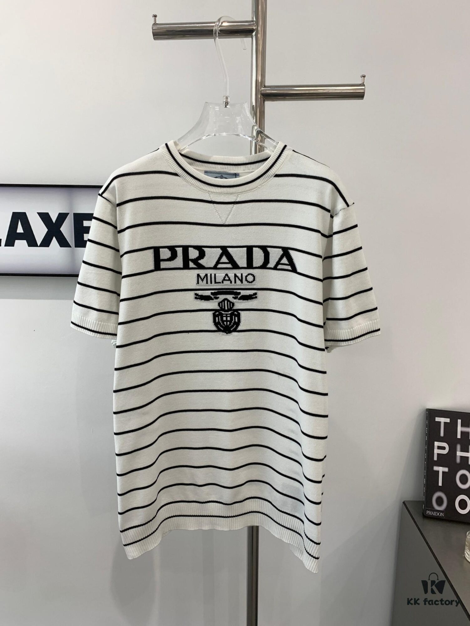 6931a0efccd8ab3d7af94ce6 New Prada Striped Classic Logo Short Sleeve T-Shirt