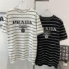 6931a0efccd8ab3d7af94ce7 New Prada Striped Classic Logo Short Sleeve T-Shirt