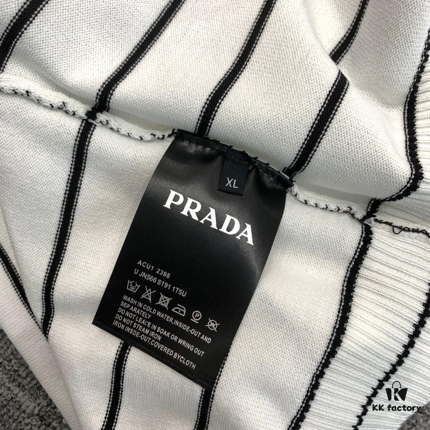 6931a0efccd8ab3d7af94ced New Prada Striped Classic Logo Short Sleeve T-Shirt