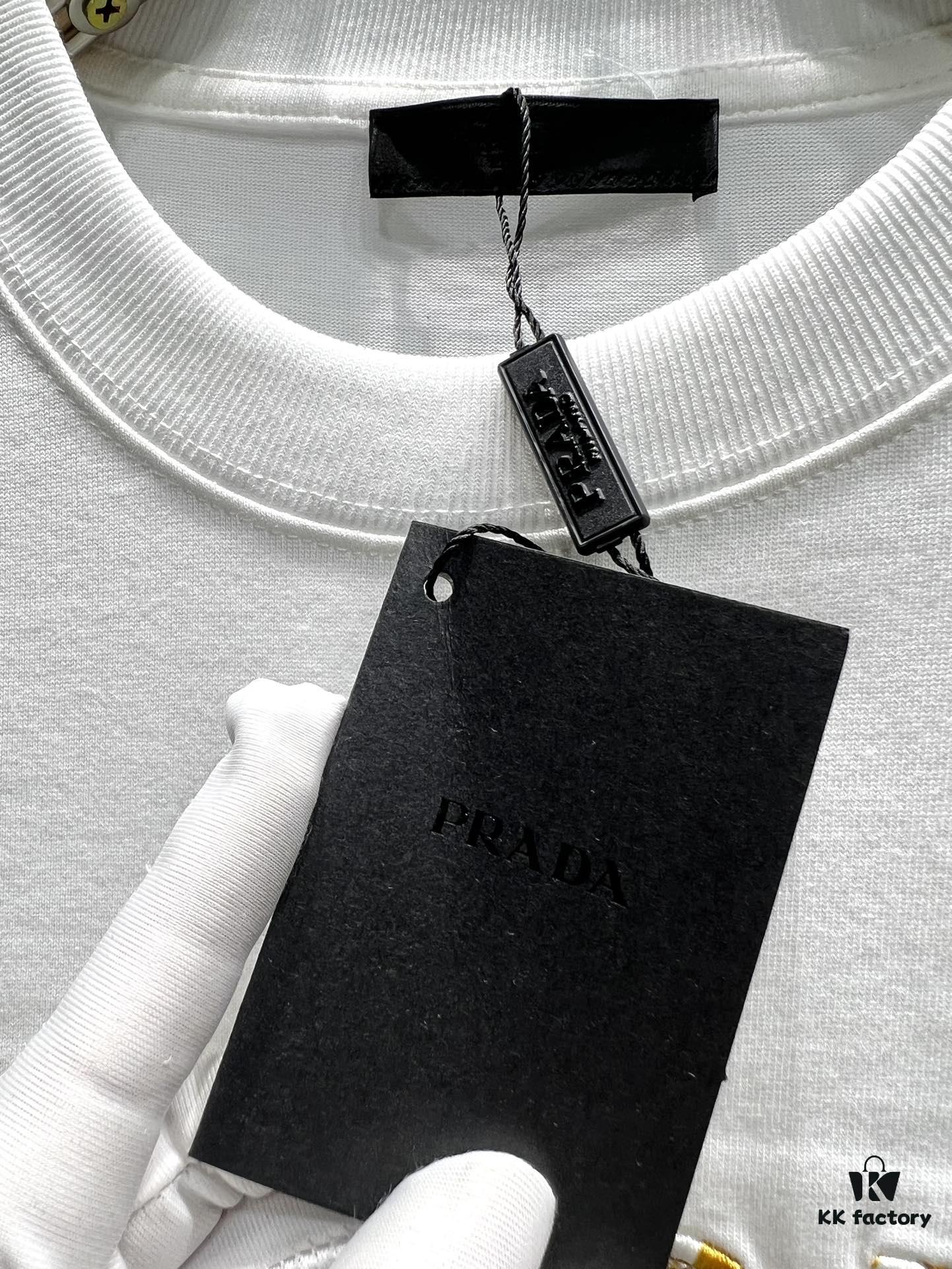 6931a0f2ccd8ab3d7af94d2f PRADA* Prada Jacquard Embroidery Large Logo Short Sleeve T-Shirt