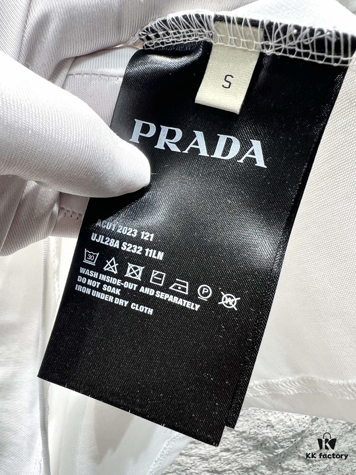 6931a0f2ccd8ab3d7af94d30 PRADA* Prada Jacquard Embroidery Large Logo Short Sleeve T-Shirt