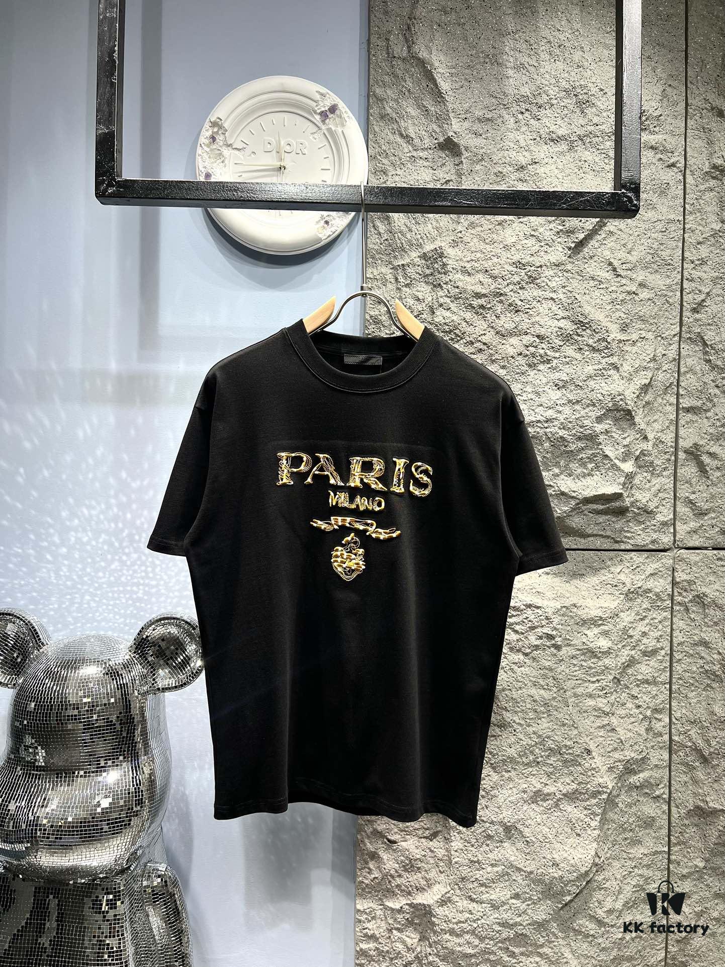 6931a0f3ccd8ab3d7af94d33 PRADA - Jacquard Embroidered Logo Short Sleeve T-Shirt