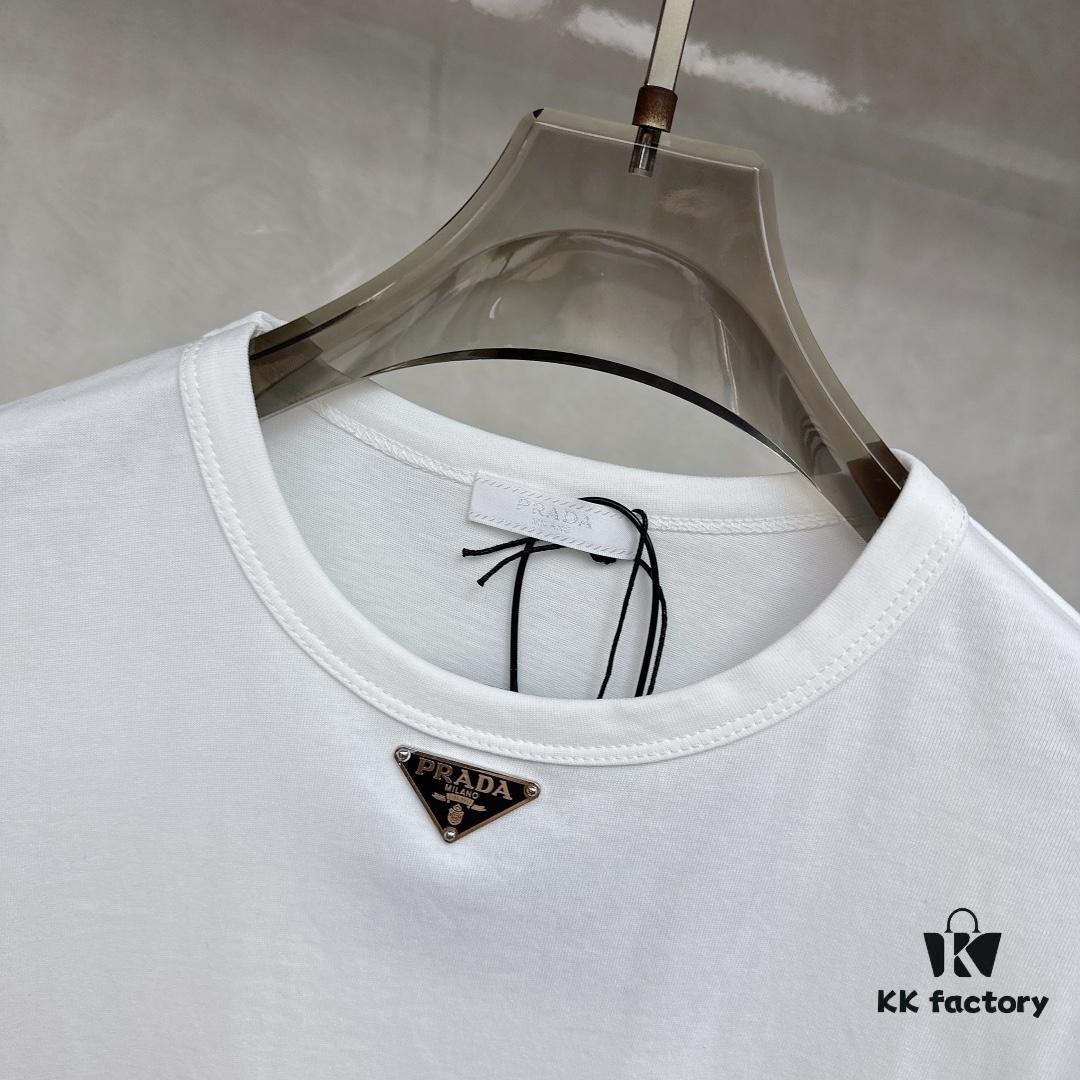 6931a0f6ccd8ab3d7af94d76 PRADA Logo Triangle Short Sleeve T-Shirt