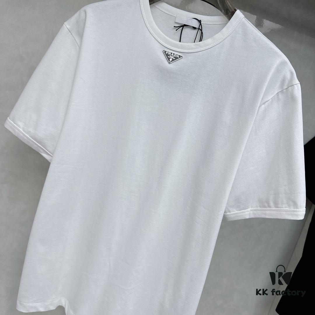 6931a0f6ccd8ab3d7af94d77 PRADA Logo Triangle Short Sleeve T-Shirt