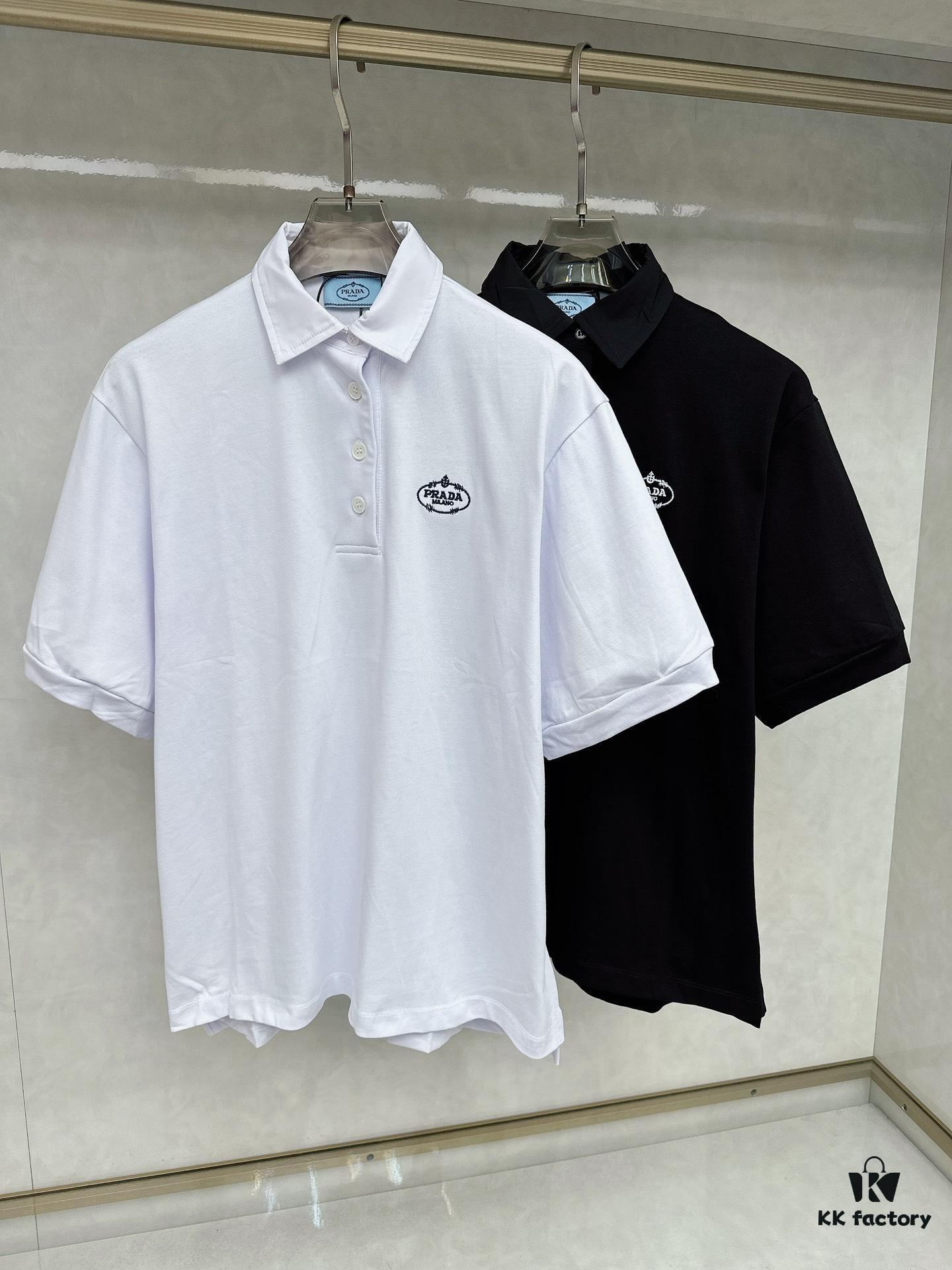 6931a0f6ccd8ab3d7af94d7b Prada Embroidered Collar Polo Shirt