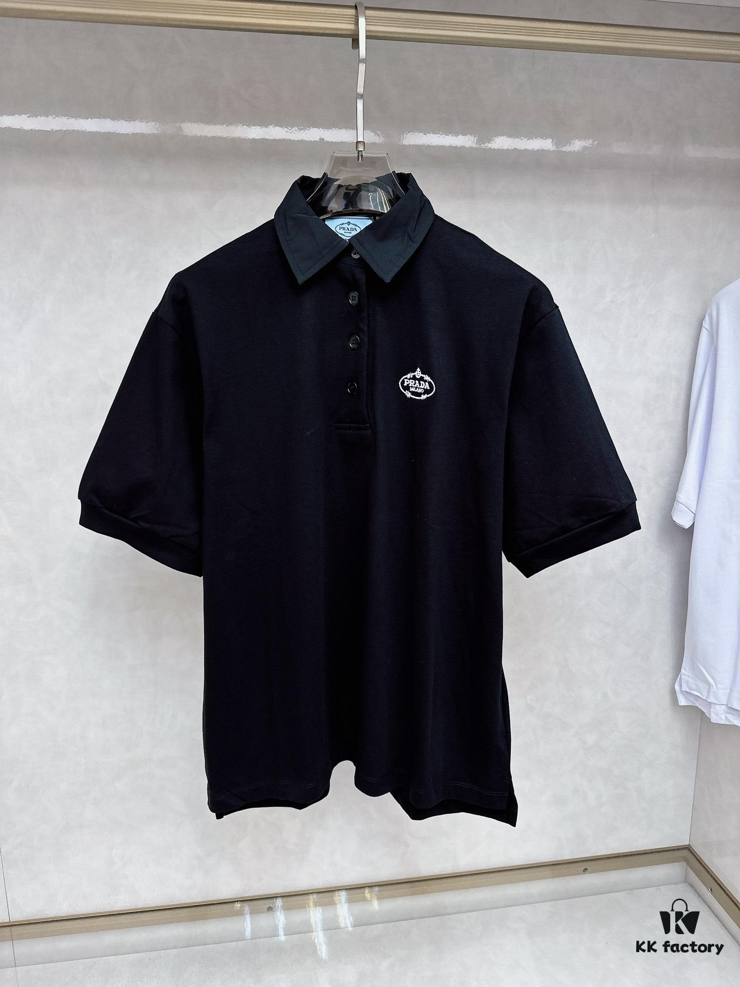 6931a0f6ccd8ab3d7af94d7c Prada Embroidered Collar Polo Shirt