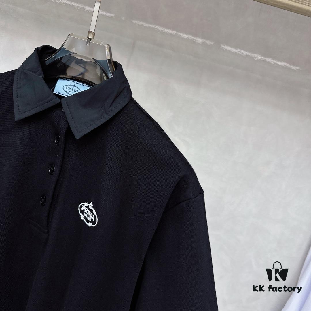 6931a0f6ccd8ab3d7af94d7e Prada Embroidered Collar Polo Shirt