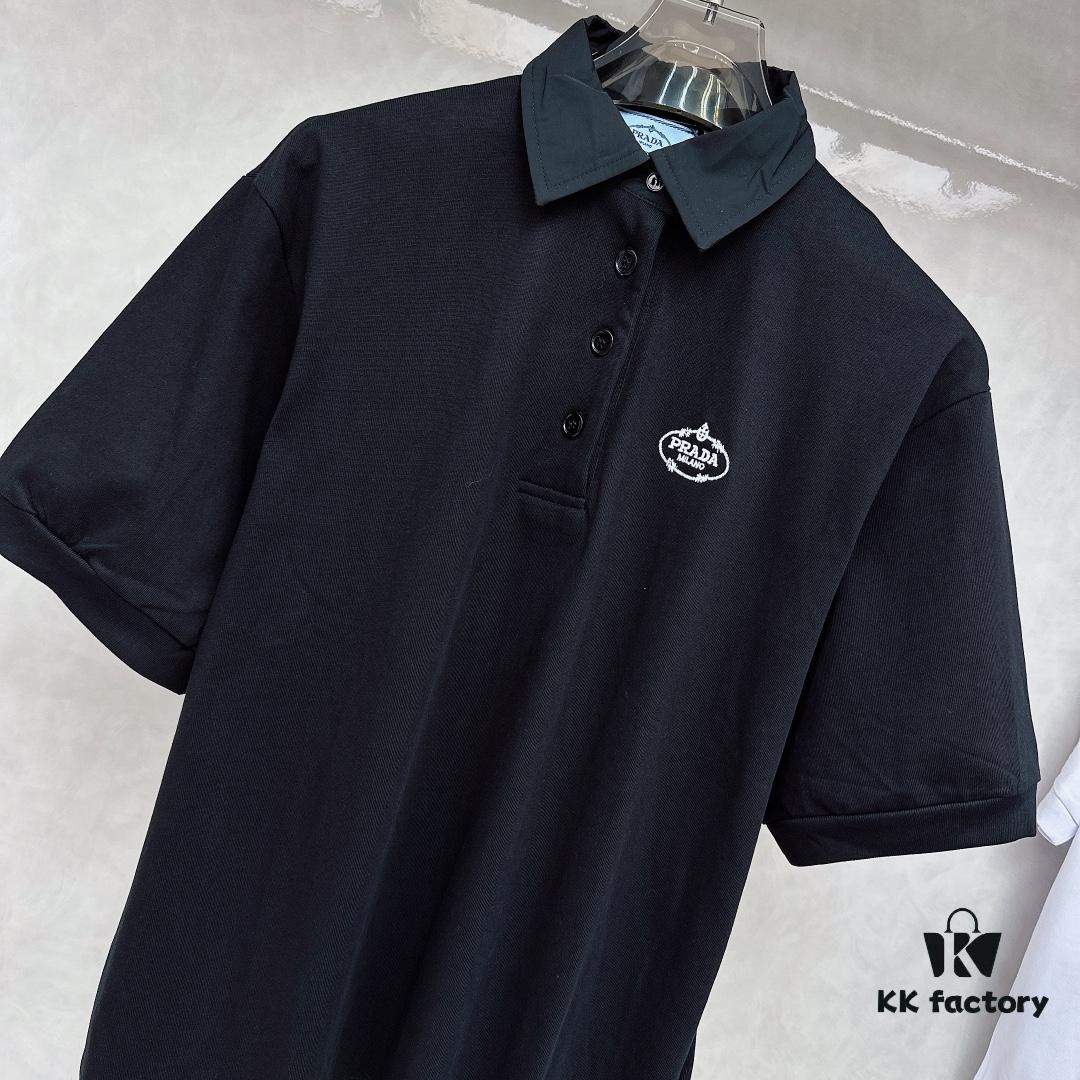 6931a0f6ccd8ab3d7af94d80 Prada Embroidered Collar Polo Shirt