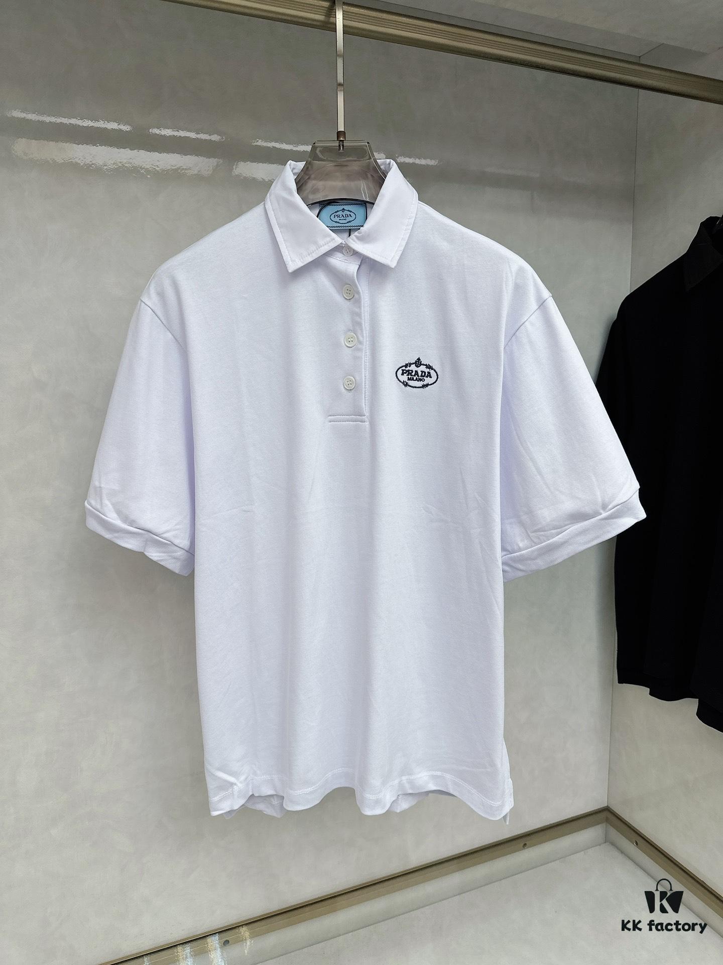 Prada Embroidered Collar Polo Shirt