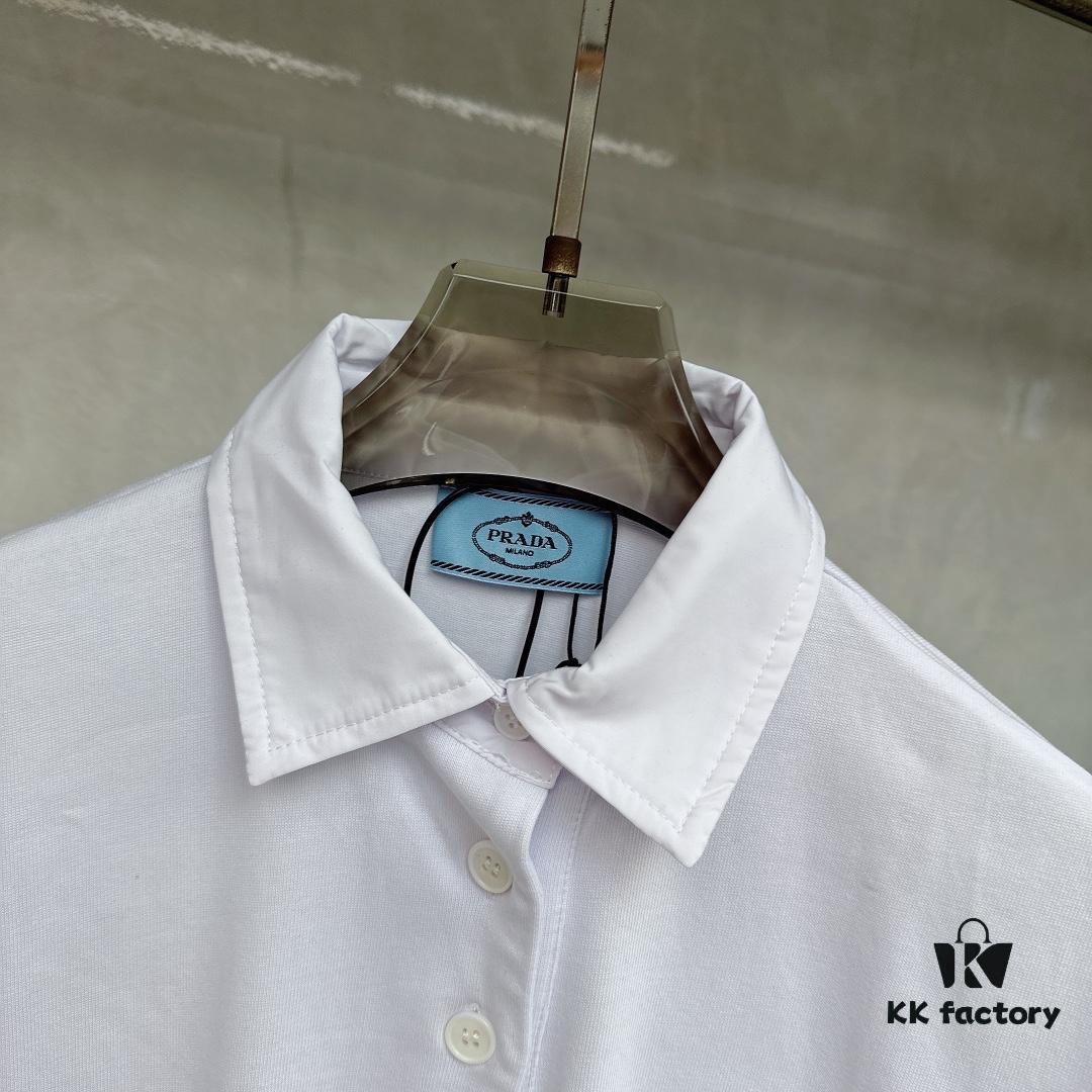 Prada Embroidered Collar Polo Shirt