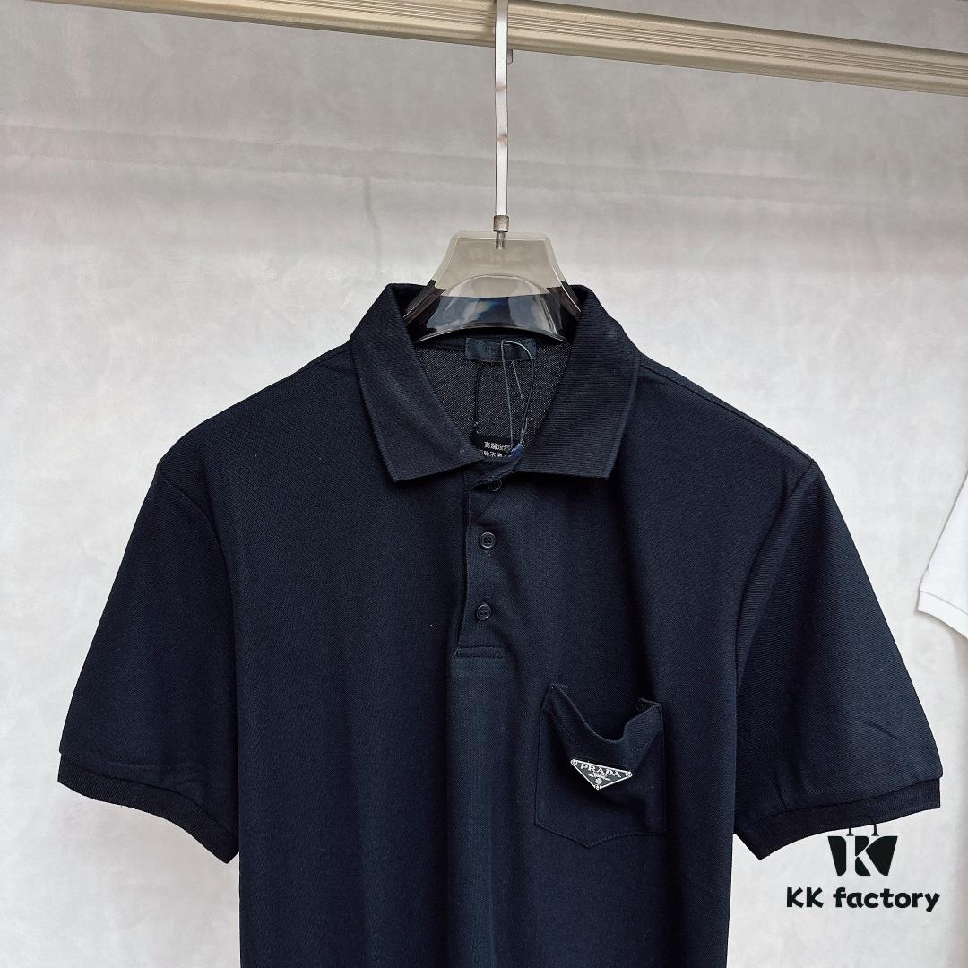 6931a0f7ccd8ab3d7af94d8f PRADA Original Design Premium Polo Shirt with Pocket Steel Logo