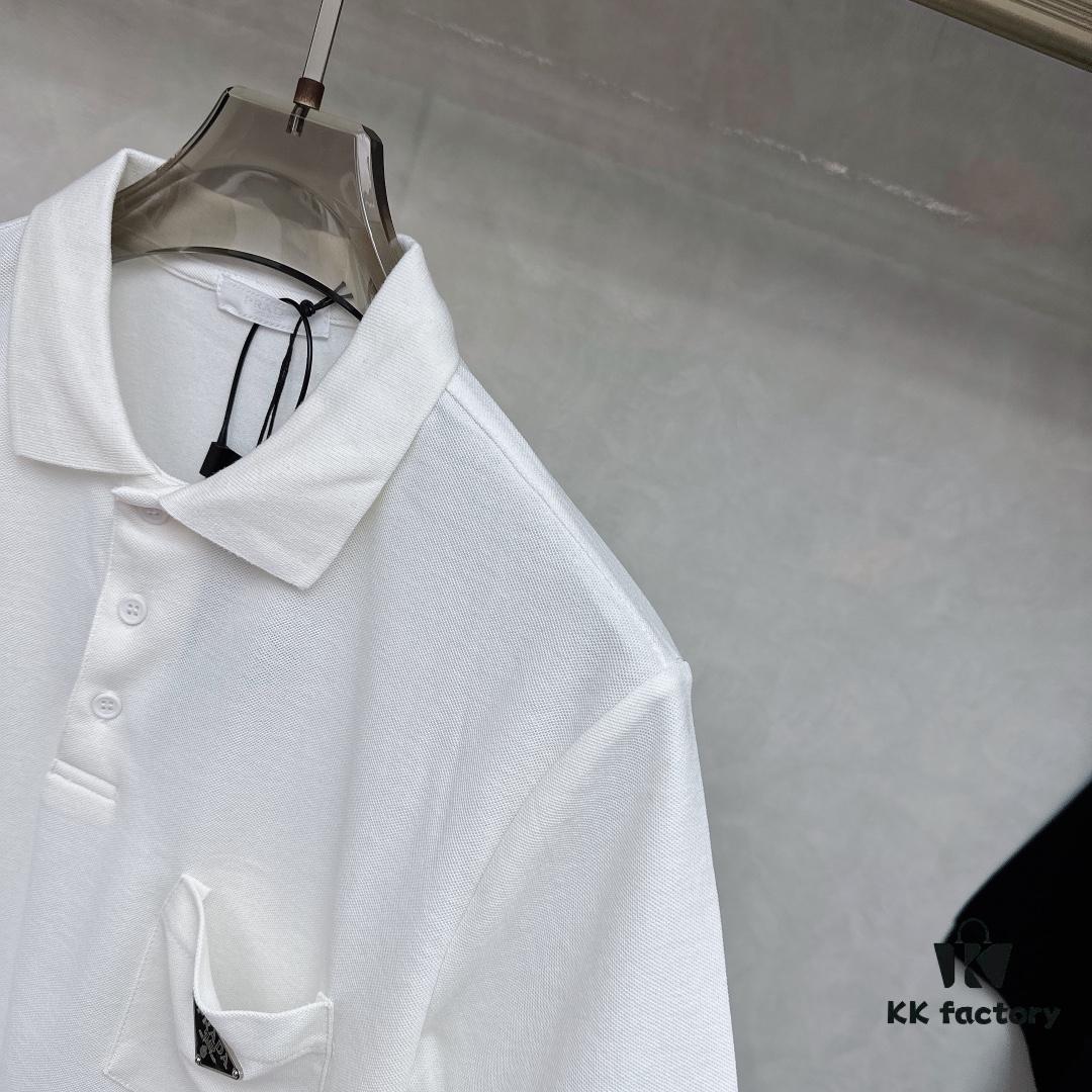 6931a0f7ccd8ab3d7af94d99 PRADA Original Design Premium Polo Shirt with Pocket Steel Logo