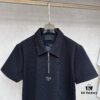 6931a0f8ccd8ab3d7af94da1 PRADA Waffle-Weave Triangular Logo Polo Shirt