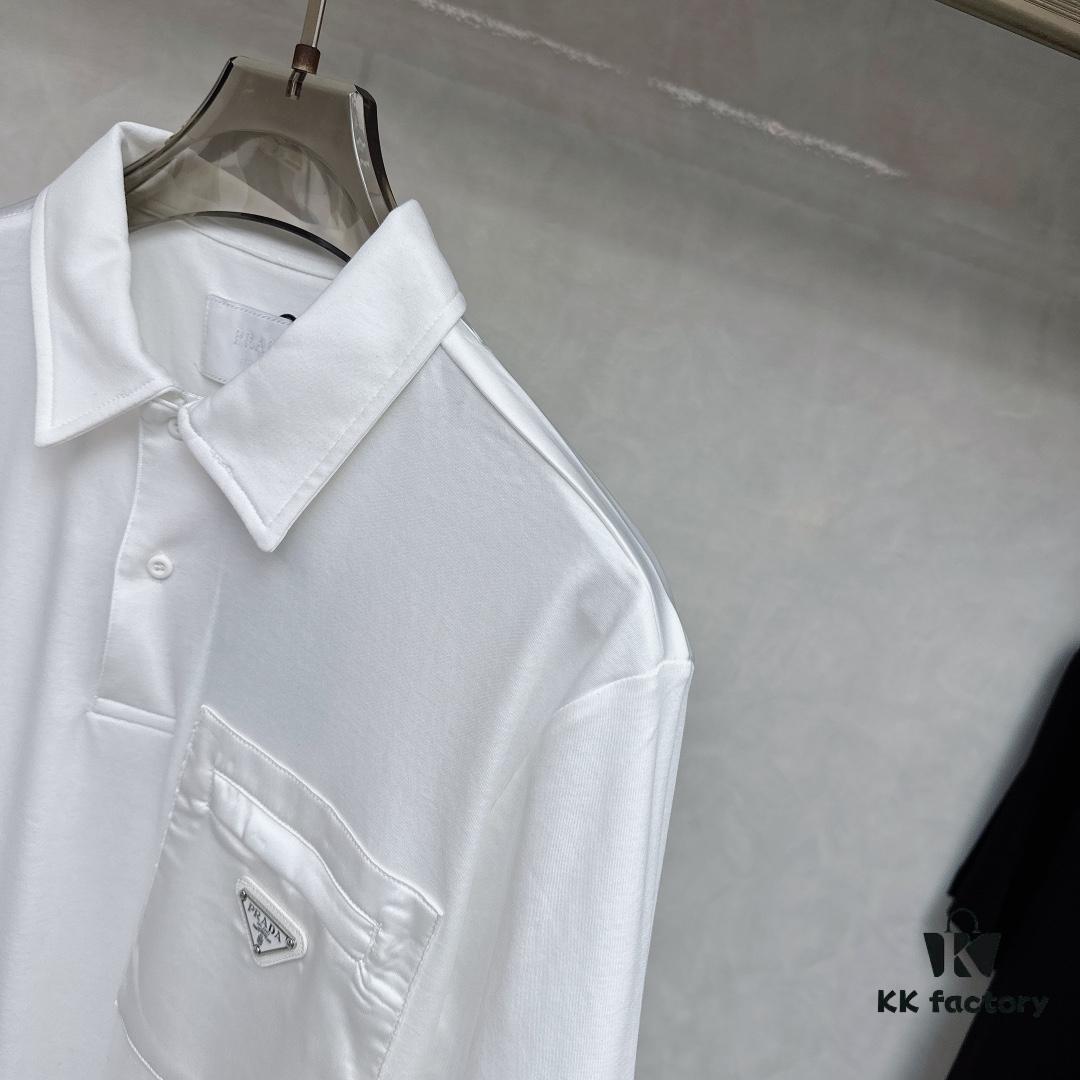 Prada Triangle Logo Zipper Pocket Polo Shirt