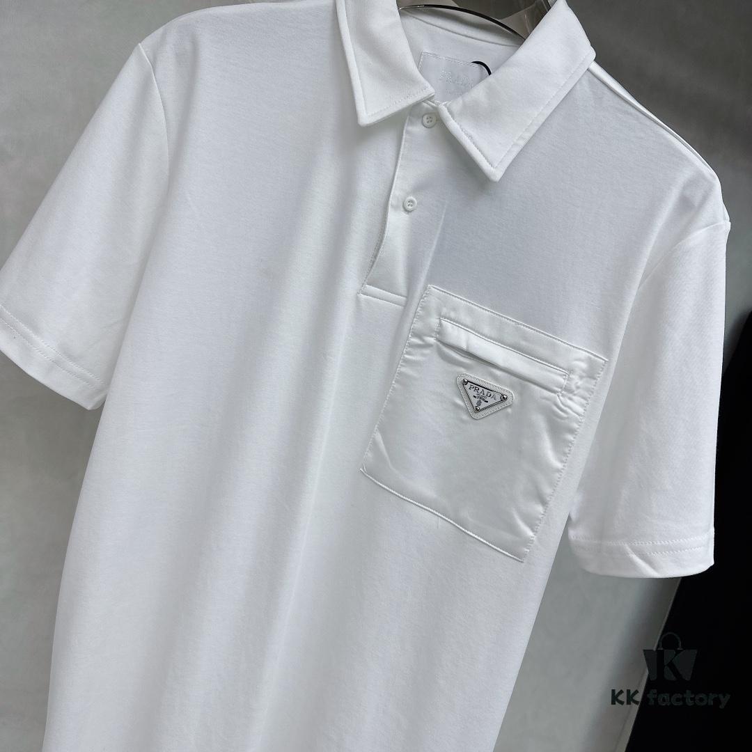 Prada Triangle Logo Zipper Pocket Polo Shirt
