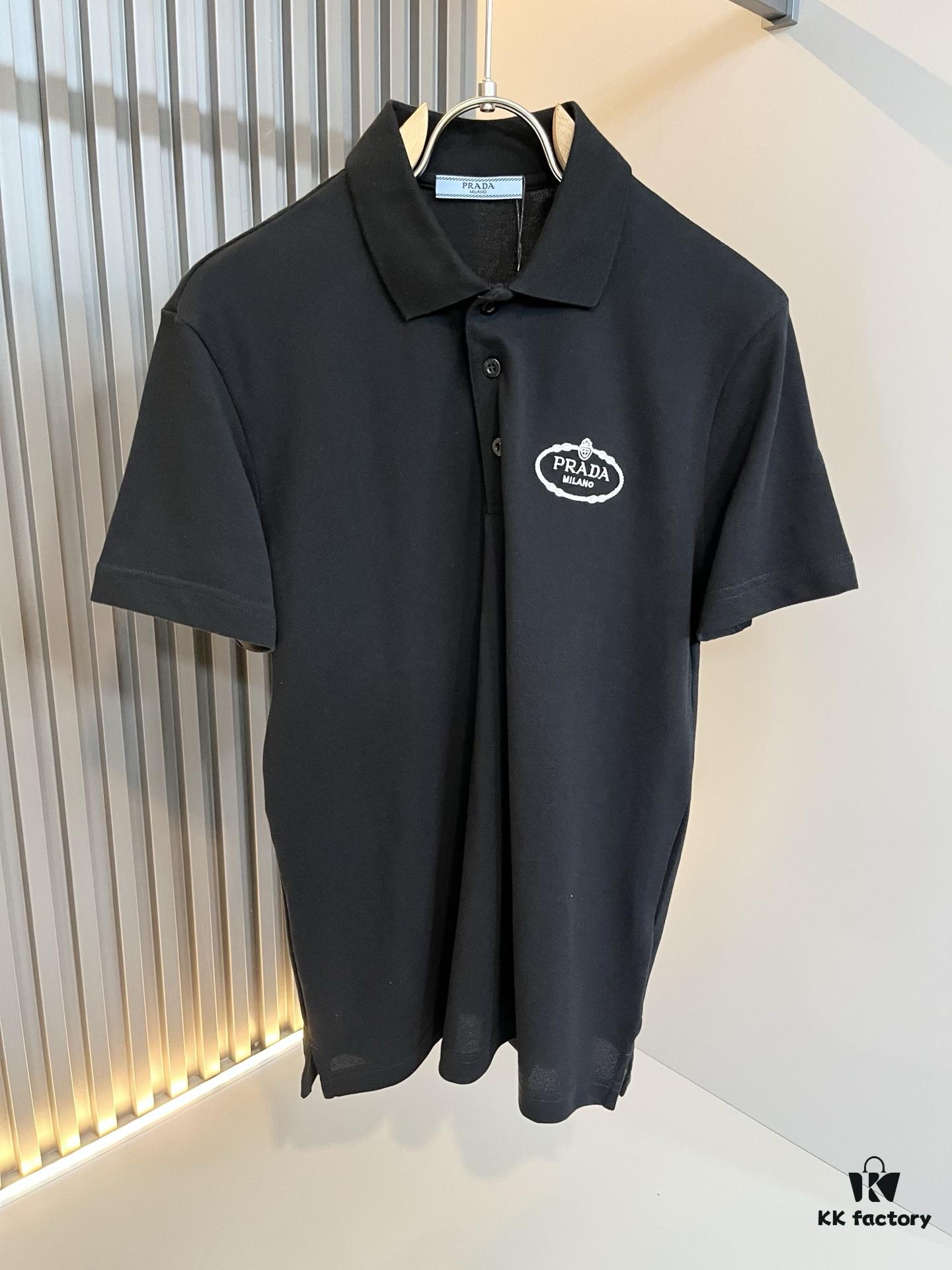 6931a100ccd8ab3d7af94e43 Prad* P*da 2025 Spring and Summer New Arrival Classic Short-Sleeve Polo Shirt Made from 100% Imported Premium Piqué Cotton with Embroidered Chest Logo