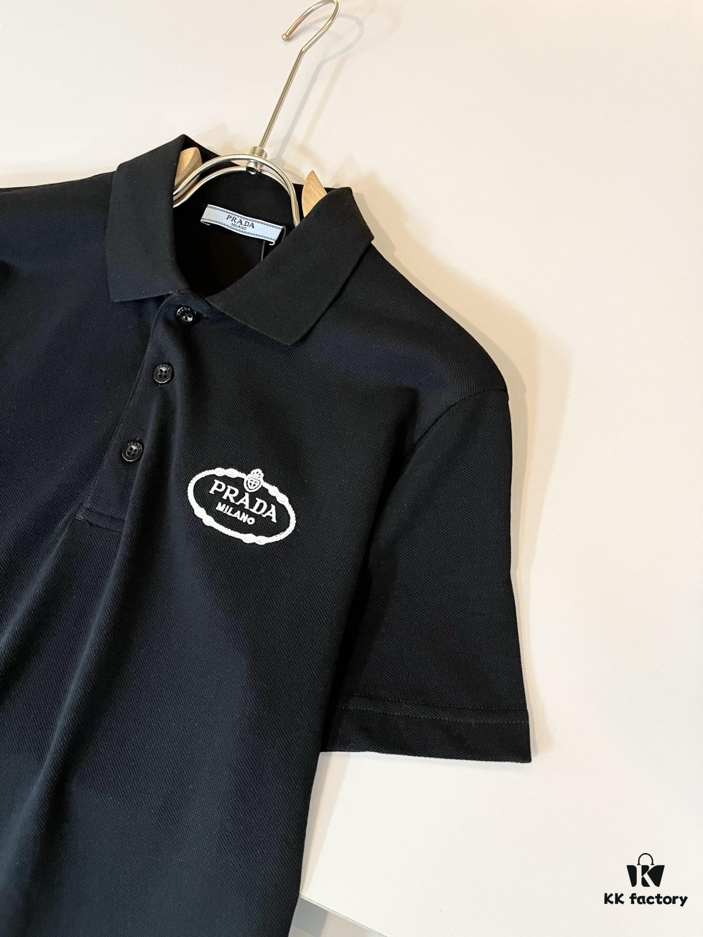 6931a100ccd8ab3d7af94e47 Prad* P*da 2025 Spring and Summer New Arrival Classic Short-Sleeve Polo Shirt Made from 100% Imported Premium Piqué Cotton with Embroidered Chest Logo