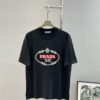 Prada New 2025 Unisex T-Shirt – Basic Style with Premium Embroidered Logo, Heavyweight 280g Soft Cotton, Relaxed Fit