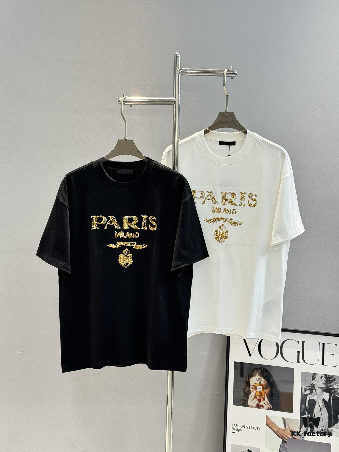 6931a101ccd8ab3d7af94e5c Prada New Arrival 2025 T-Shirt, Unisex Design, Premium Heavy Embroidery with Alphabetic Pattern, 280g High-Quality Soft Cotton, Loose Fit, Ideal for Everyday Wear