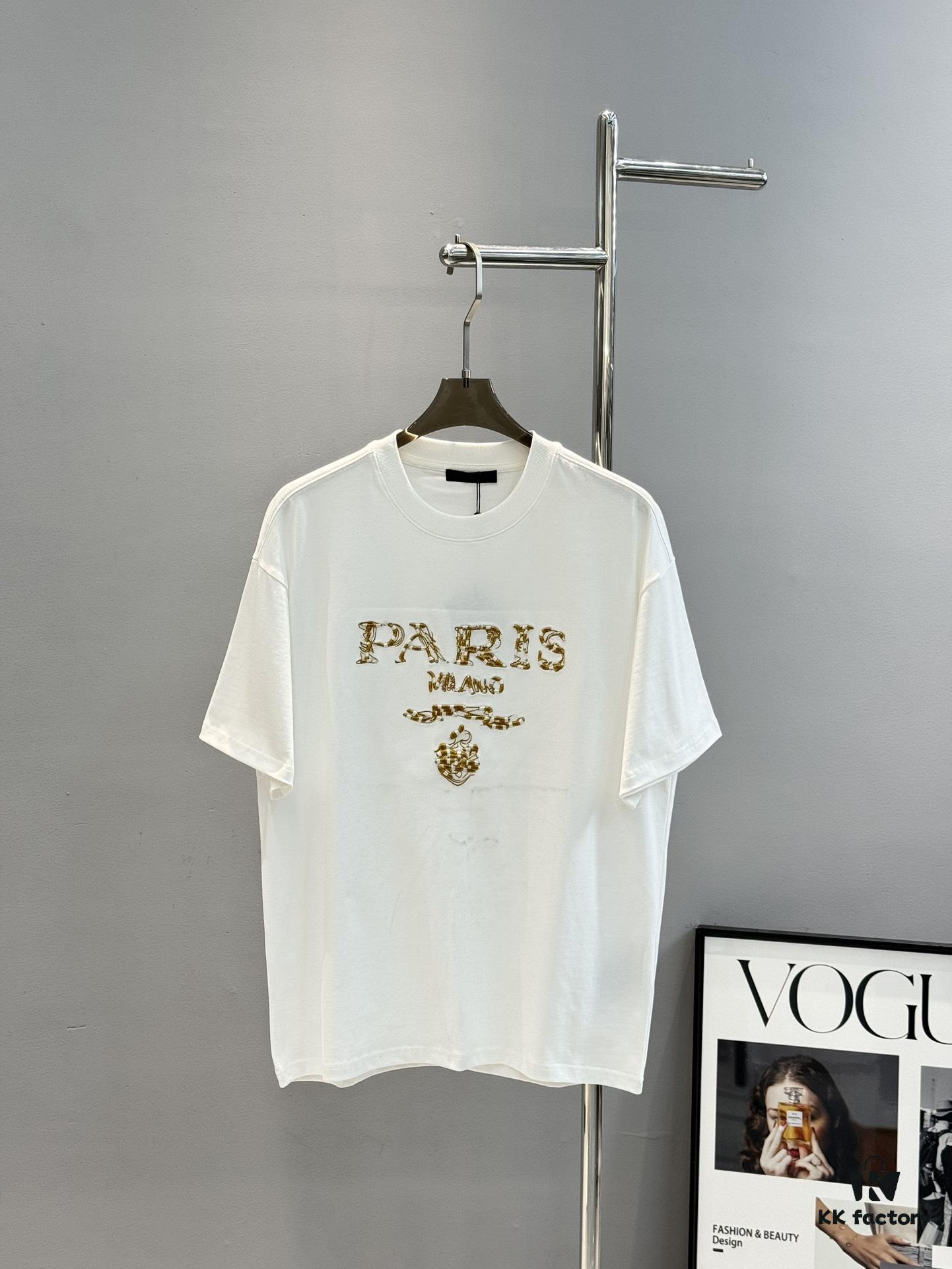 6931a101ccd8ab3d7af94e5e Prada New Arrival 2025 T-Shirt, Unisex Design, Premium Heavy Embroidery with Alphabetic Pattern, 280g High-Quality Soft Cotton, Loose Fit, Ideal for Everyday Wear
