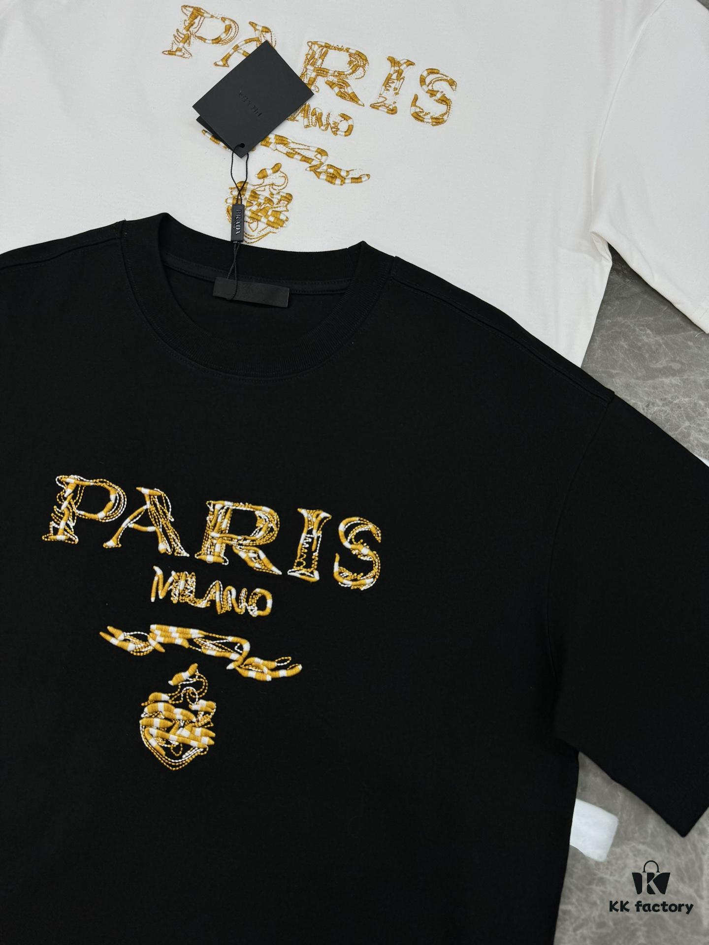 6931a101ccd8ab3d7af94e5f Prada New Arrival 2025 T-Shirt, Unisex Design, Premium Heavy Embroidery with Alphabetic Pattern, 280g High-Quality Soft Cotton, Loose Fit, Ideal for Everyday Wear