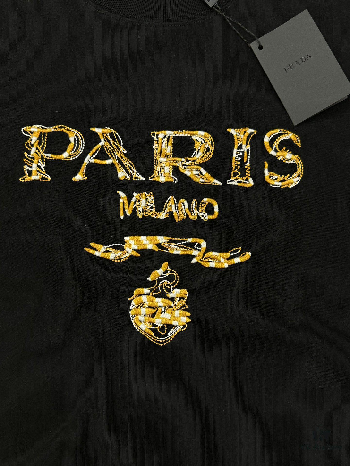 6931a101ccd8ab3d7af94e61 Prada New Arrival 2025 T-Shirt, Unisex Design, Premium Heavy Embroidery with Alphabetic Pattern, 280g High-Quality Soft Cotton, Loose Fit, Ideal for Everyday Wear