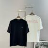 6931a103ccd8ab3d7af94e77 PRAD* Prada 25s New Arrival Unisex T-Shirt with Embroidered Back Logo, Contrast Pink Design, Triangle Metal Badge on Chest, 280g Pure Cotton Fabric, Classic Brand Lettering, High-Fashion Streetwear