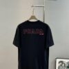 6931a103ccd8ab3d7af94e7e PRAD* Prada 25s New Arrival Unisex T-Shirt with Embroidered Back Logo, Contrast Pink Design, Triangle Metal Badge on Chest, 280g Pure Cotton Fabric, Classic Brand Lettering, High-Fashion Streetwear