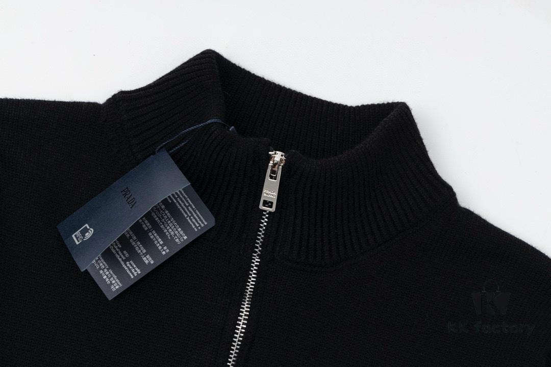 6931a10accd8ab3d7af94ef5 Prada Jacquard Letter Knit Sweater Coat Y077