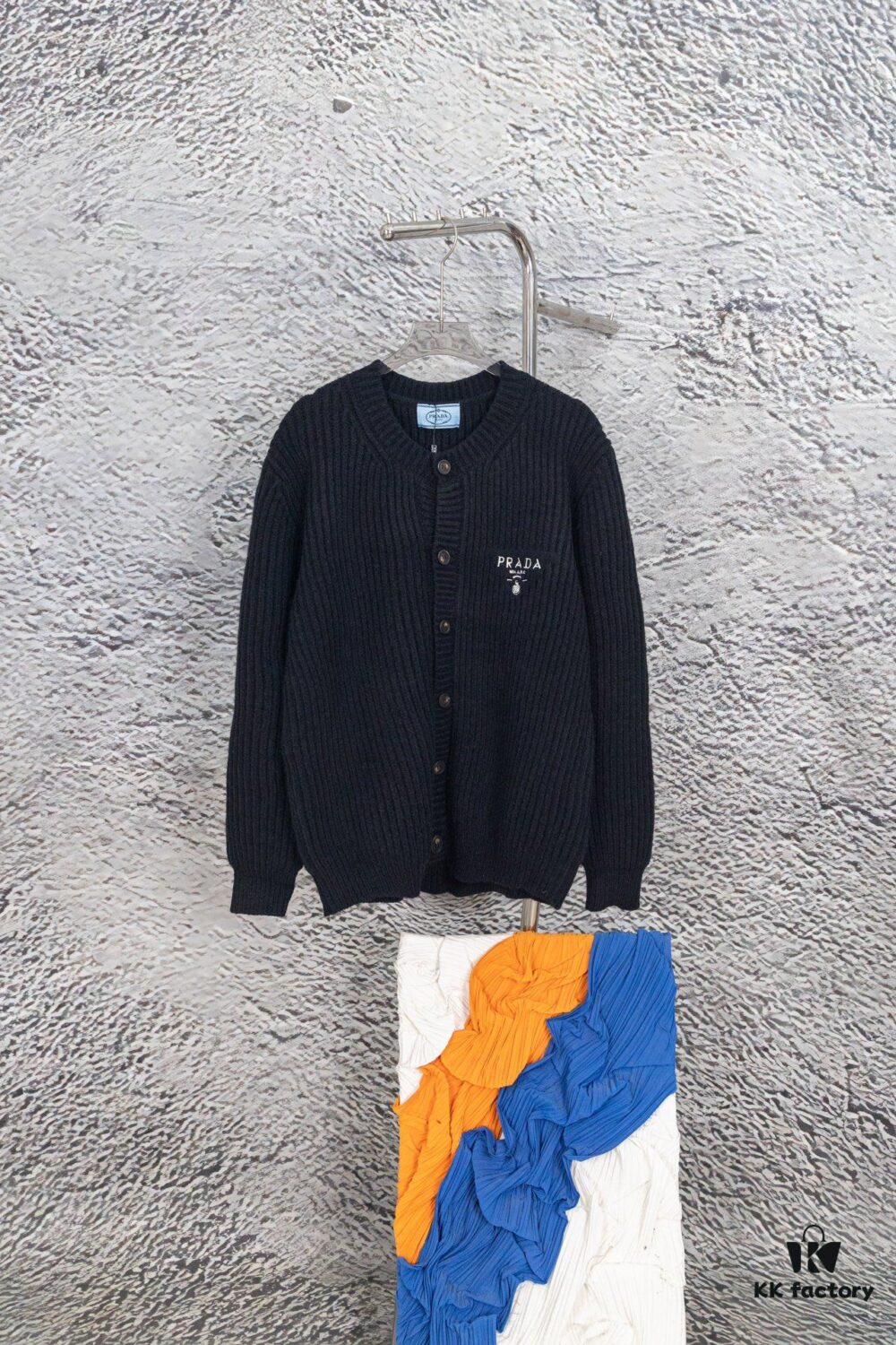 6931a10bccd8ab3d7af94f02 PRADA Wool Cardigan with Chunky Knit, Premium Craftsmanship, Embroidered Logo, Authentic Reproduction
