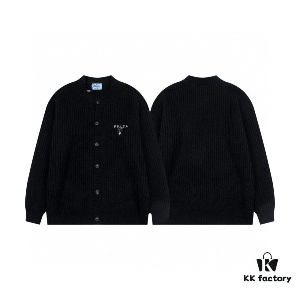 6931a10cccd8ab3d7af94f0b PRADA Wool Cardigan, Coarse Knit, Premium Craftsmanship, Imported Yarn with Soft Finish, Embroidered Chest Logo, Authentic Reproduction