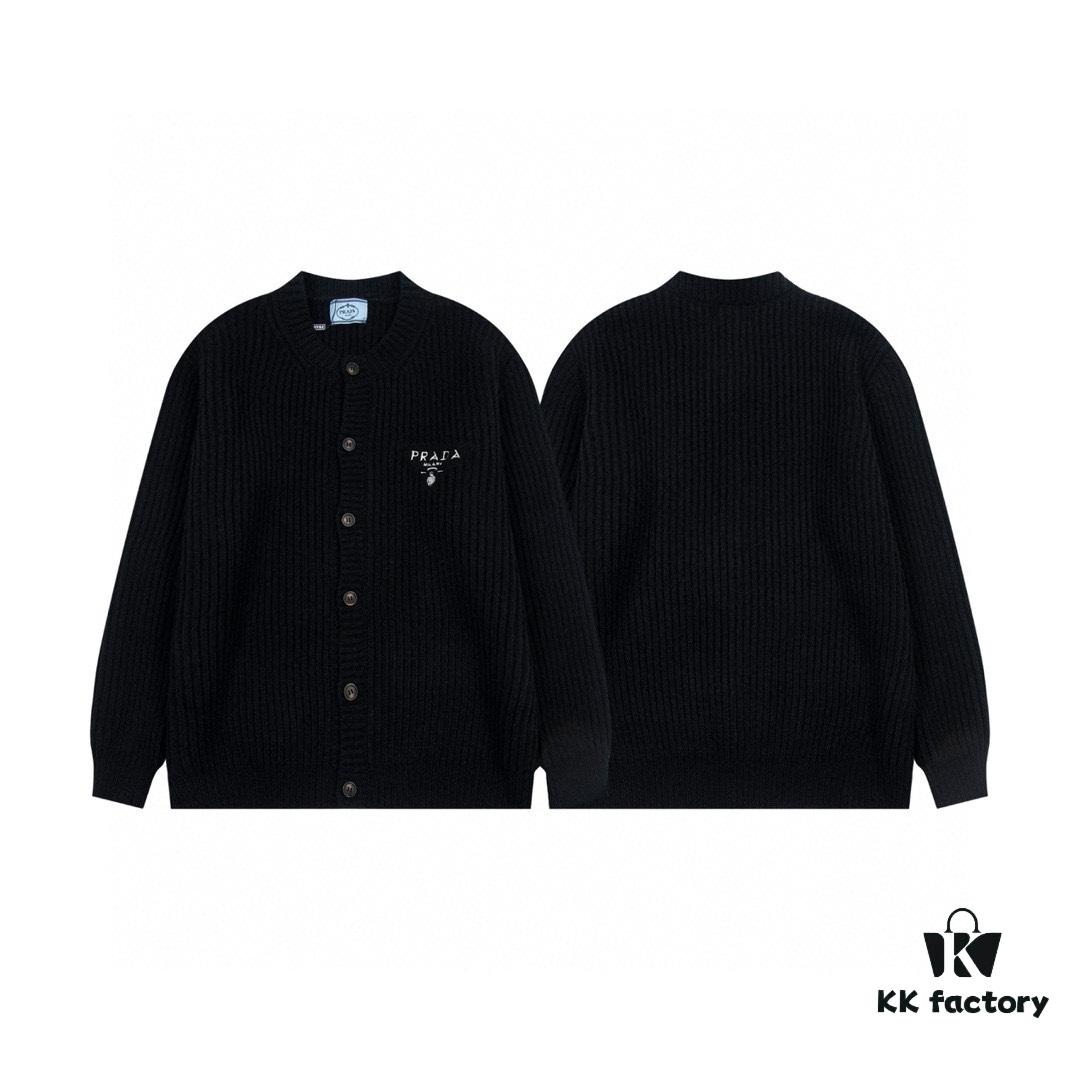6931a10cccd8ab3d7af94f0b PRADA Wool Cardigan, Coarse Knit, Premium Craftsmanship, Imported Yarn with Soft Finish, Embroidered Chest Logo, Authentic Reproduction