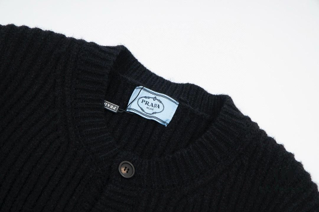 6931a10cccd8ab3d7af94f0e PRADA Wool Cardigan, Coarse Knit, Premium Craftsmanship, Imported Yarn with Soft Finish, Embroidered Chest Logo, Authentic Reproduction