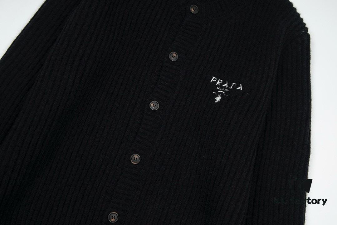 6931a10cccd8ab3d7af94f0f PRADA Wool Cardigan, Coarse Knit, Premium Craftsmanship, Imported Yarn with Soft Finish, Embroidered Chest Logo, Authentic Reproduction