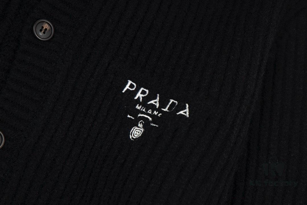 6931a10cccd8ab3d7af94f10 PRADA Wool Cardigan, Coarse Knit, Premium Craftsmanship, Imported Yarn with Soft Finish, Embroidered Chest Logo, Authentic Reproduction