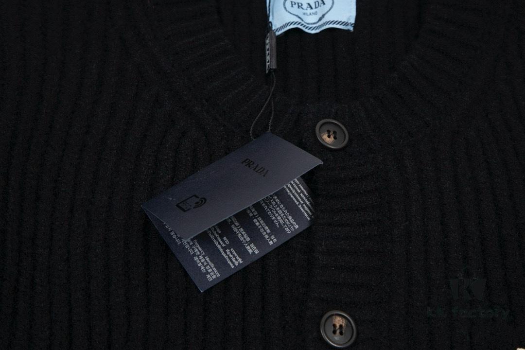 6931a10cccd8ab3d7af94f14 PRADA Wool Cardigan, Coarse Knit, Premium Craftsmanship, Imported Yarn with Soft Finish, Embroidered Chest Logo, Authentic Reproduction