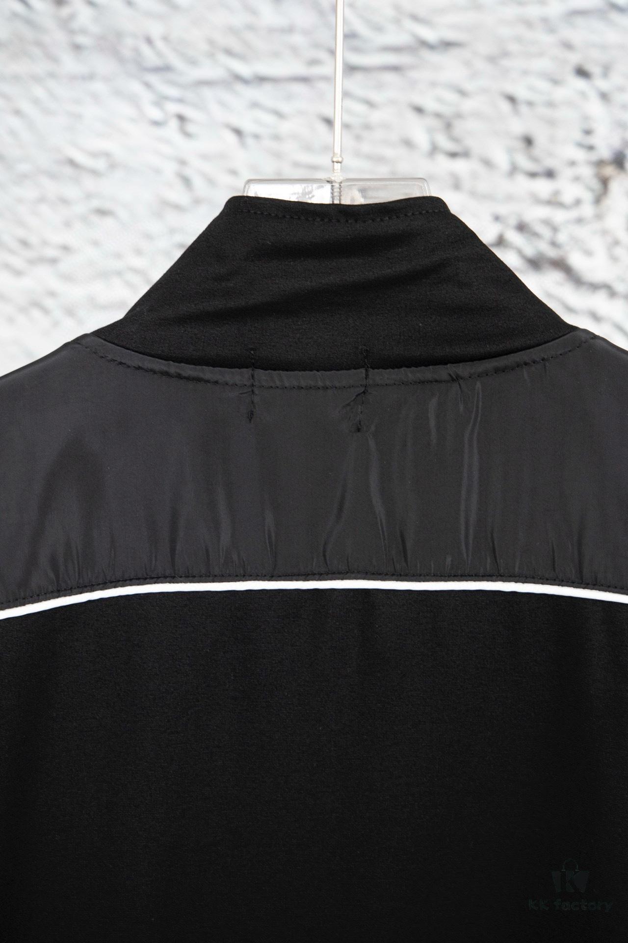 New PRADA Triangle Logo Patched Stand Collar Jacket Unisex Couples Style