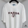 PRADA 25SS Letter Short-Sleeve T-Shirt, Made from 300g 100% Cotton Fabric with Washed Finish for Enhanced Softness and Comfort, Skin-Friendly, Breathable, and Anti-Pilling