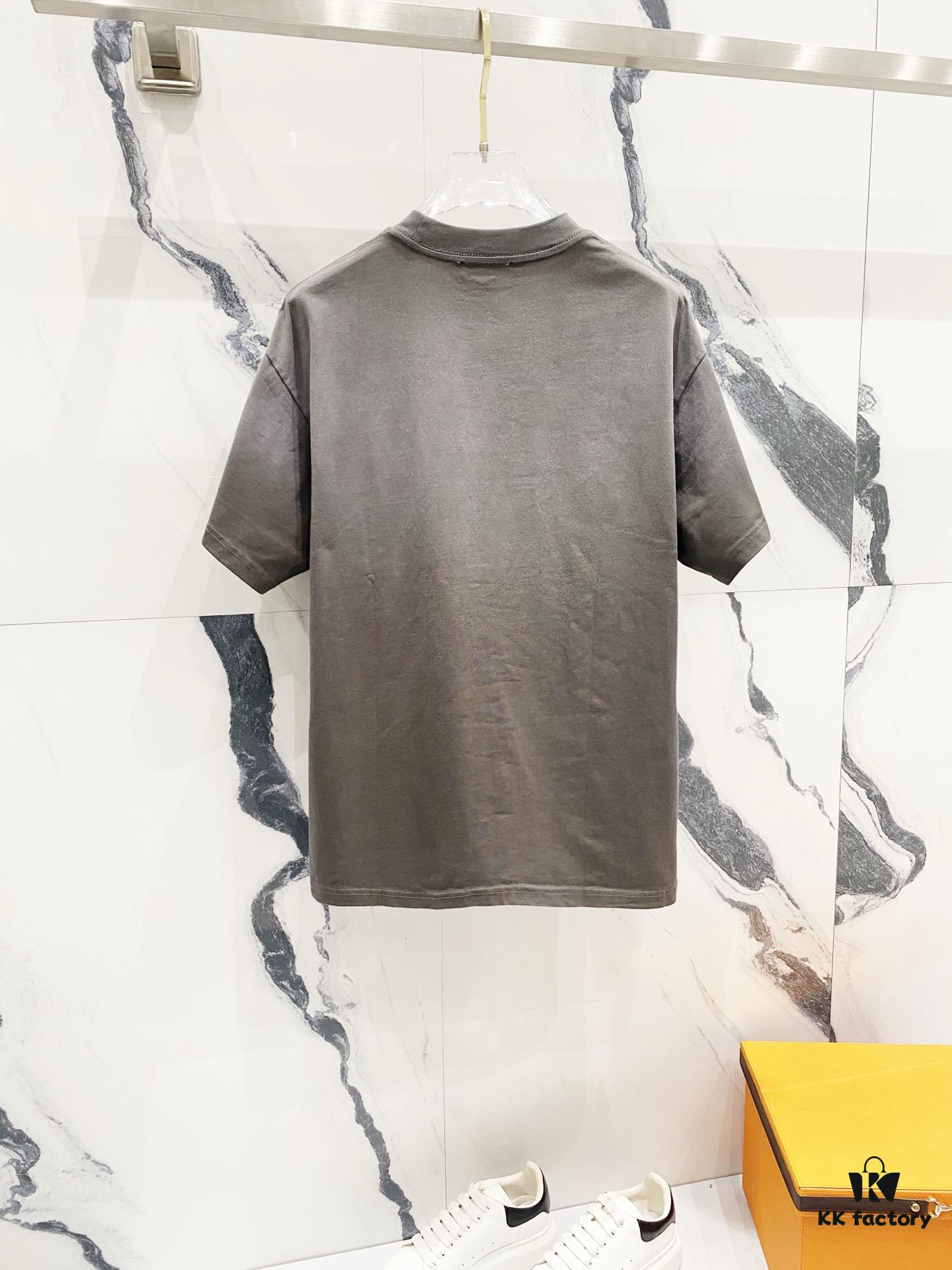 6931a118ccd8ab3d7af94ff9 PRADA Washed 320g Short Sleeve T-Shirt with Minimalist Triangular Embroidered Logo